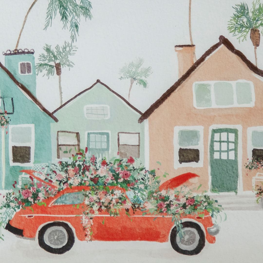 Arte de parede emoldurada com ilustrações de paisagens florais francesas 6