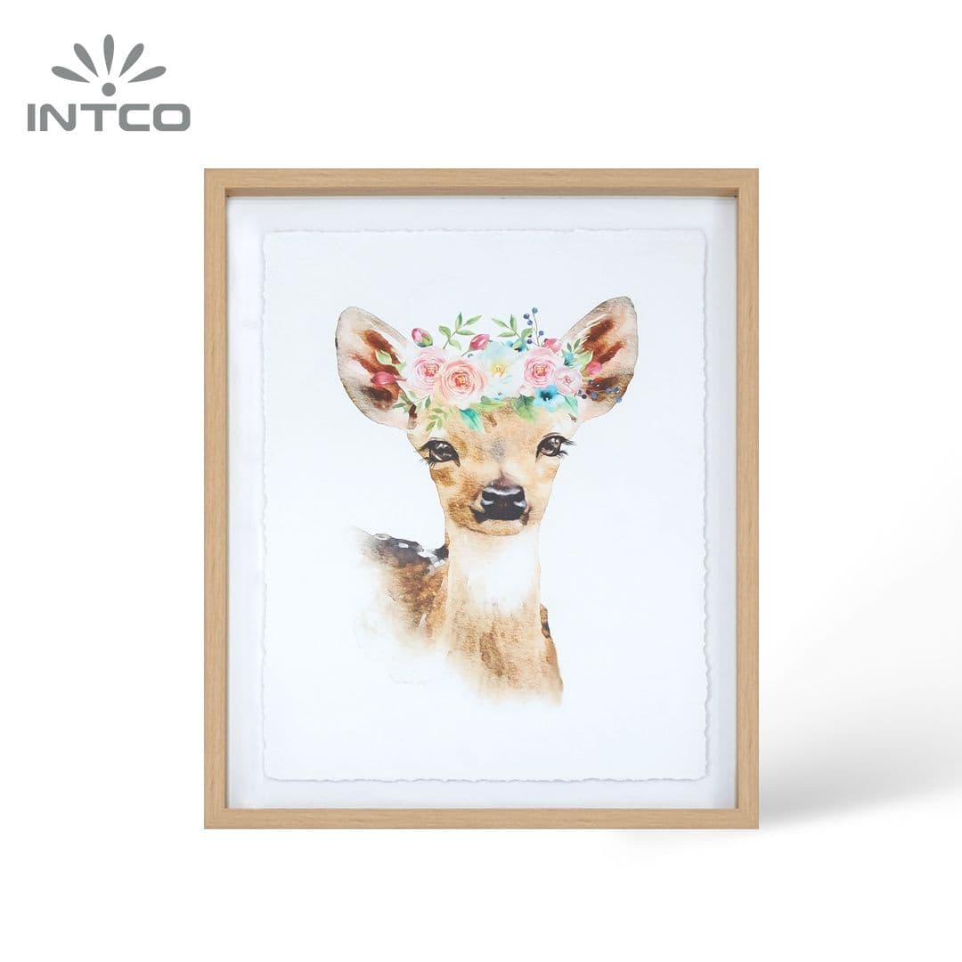Peça de 2 peças de decoração de arte de parede emoldurada de girafa animal 5