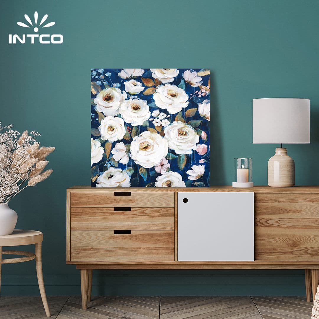 Impressão de arte de parede em tela floral de flores brancas 4