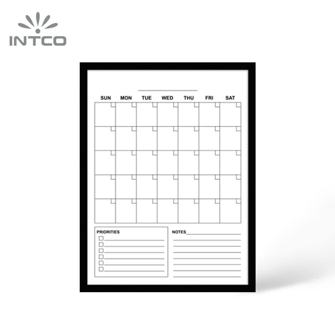 Trocken abwischbarer Wandkalender mit schwarzem Rahmen, 40 x 40 cm Trocken abwischbarer Wandkalender mit schwarzem Rahmen, 40 x 40 cm