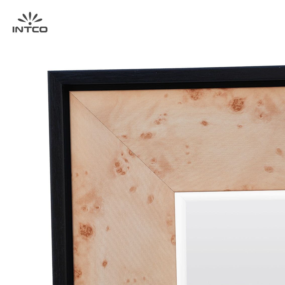 Espelho de parede em madeira burl com moldura PS 7