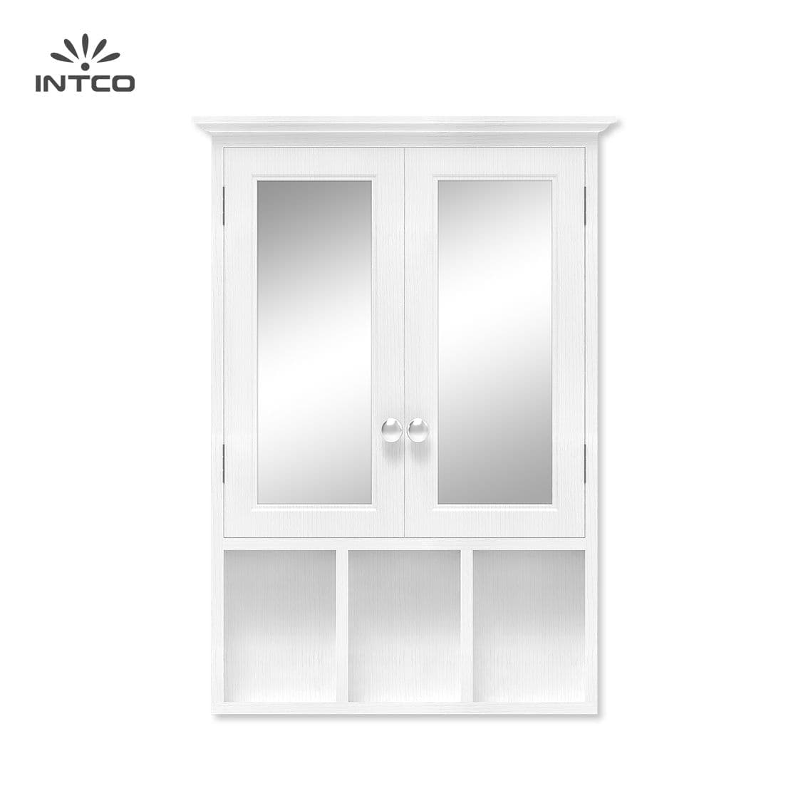 Wandmontierter Badezimmerschrank mit zwei Türen und Spiegel Wandmontierter Badezimmerschrank mit zwei Türen und Spiegel