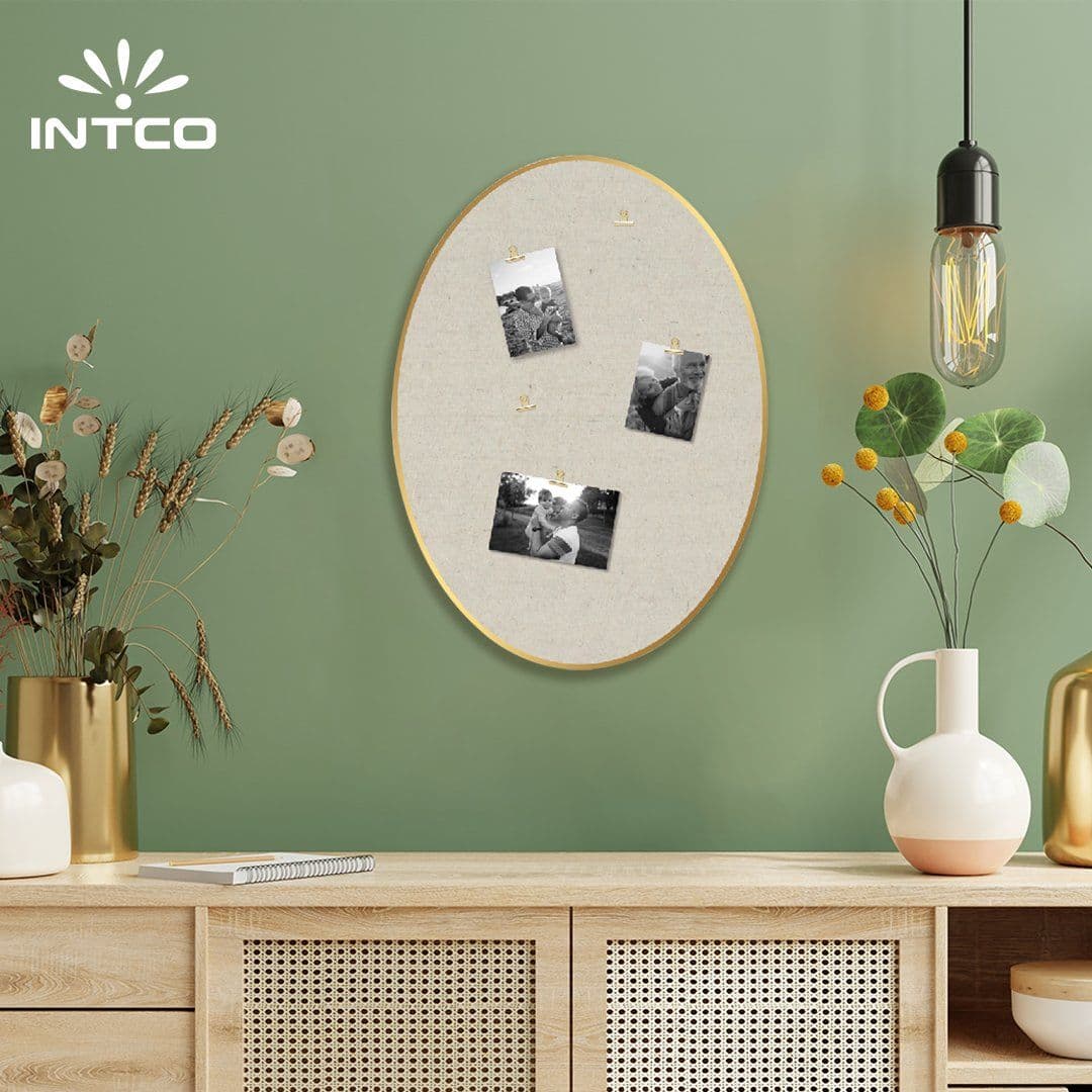 Quadro de avisos de linho com moldura de alumínio dourado 20X28 5