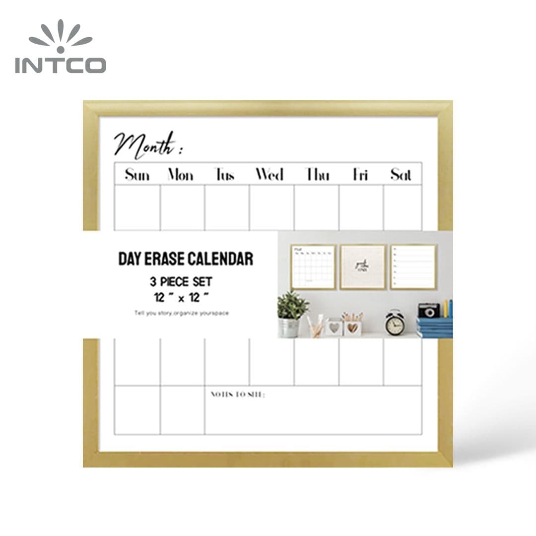 Goldgerahmter Wochenkalender, trocken abwischbare Tafel, 16 x 16 Zoll Goldgerahmter Wochenkalender, trocken abwischbare Tafel, 16 x 16 Zoll