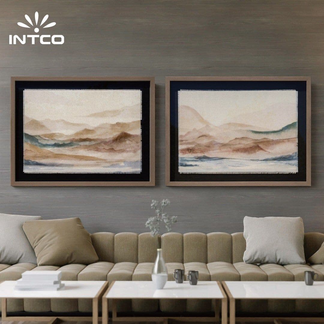 Decoração de sala com arte em parede de paisagem emoldurada 24 × 30 4